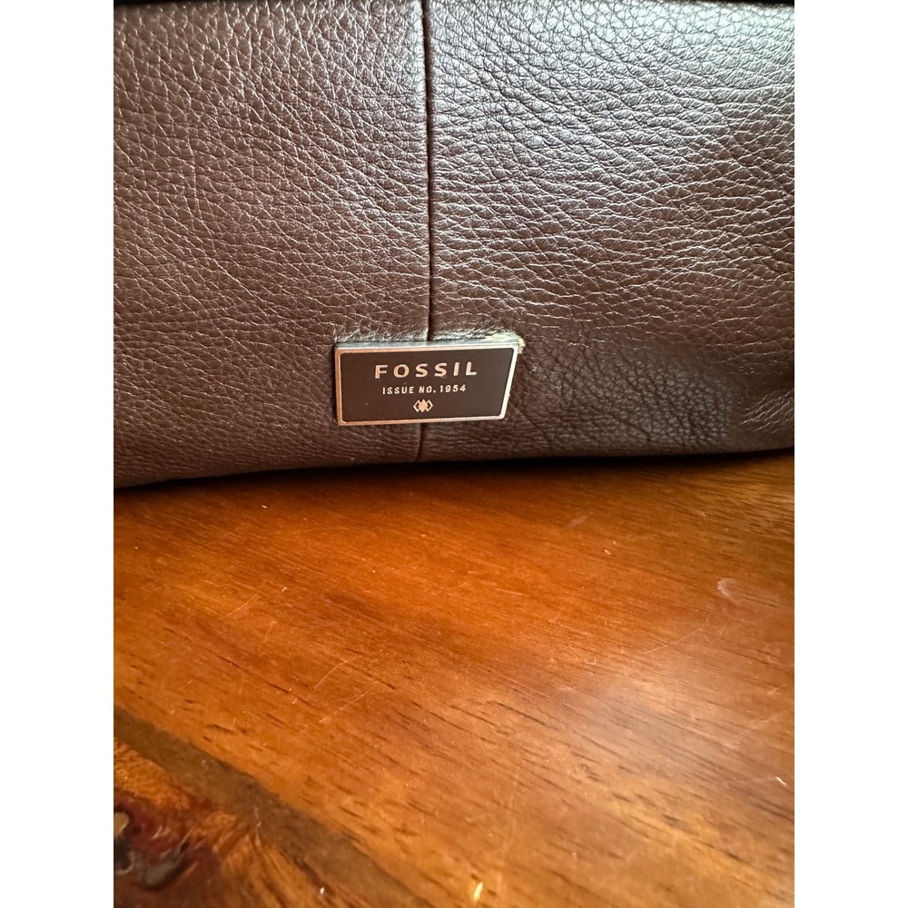 Fossil Dawson Brown Pebbled Leather Satchel Crossbody Bag - Picture 4 of 11